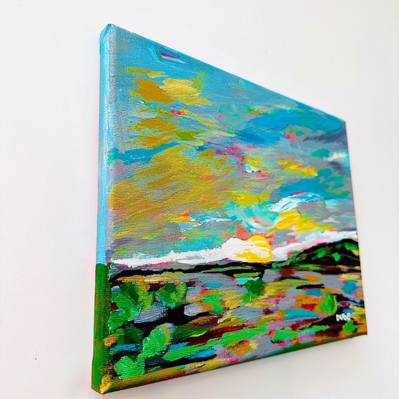 Original Painting Impressionism Collectible Landscape Sunset 8" x 10" Canvas - Picture 2 of 4